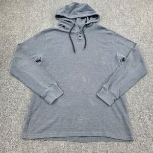 Volcom Mens Thermal Henley Hoodie‎ Gray Medium Long Sleeve Pullover Surf